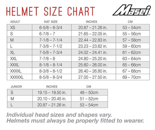 Product Size Charts Choose Your Motorcycle Helmet Pure Helmet