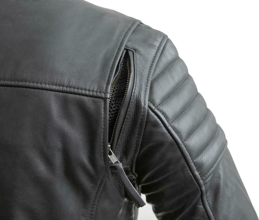 Men's Biker Leather Jacket Commuter Vintage Naked Cowhide Jacket by Firstmfg