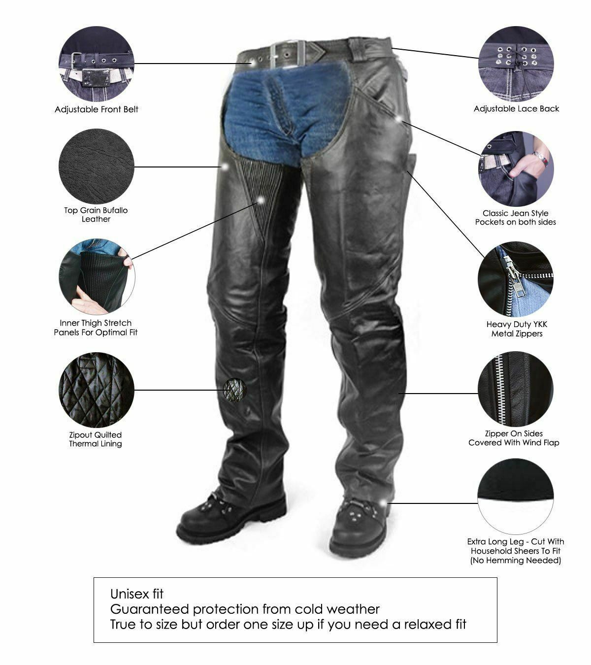 Mens Motorcycle Black Leather Pants Jeans Style Motorcycle Riding Pants for  Biker with 5 Pockets