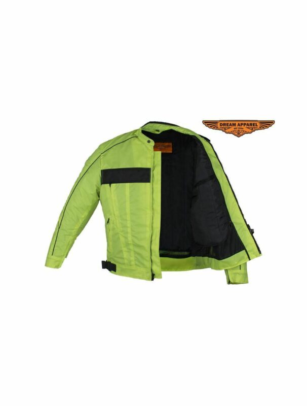 Men's Fluorescent Water Resistant Jacket Reflective Piping Motorcycle ...