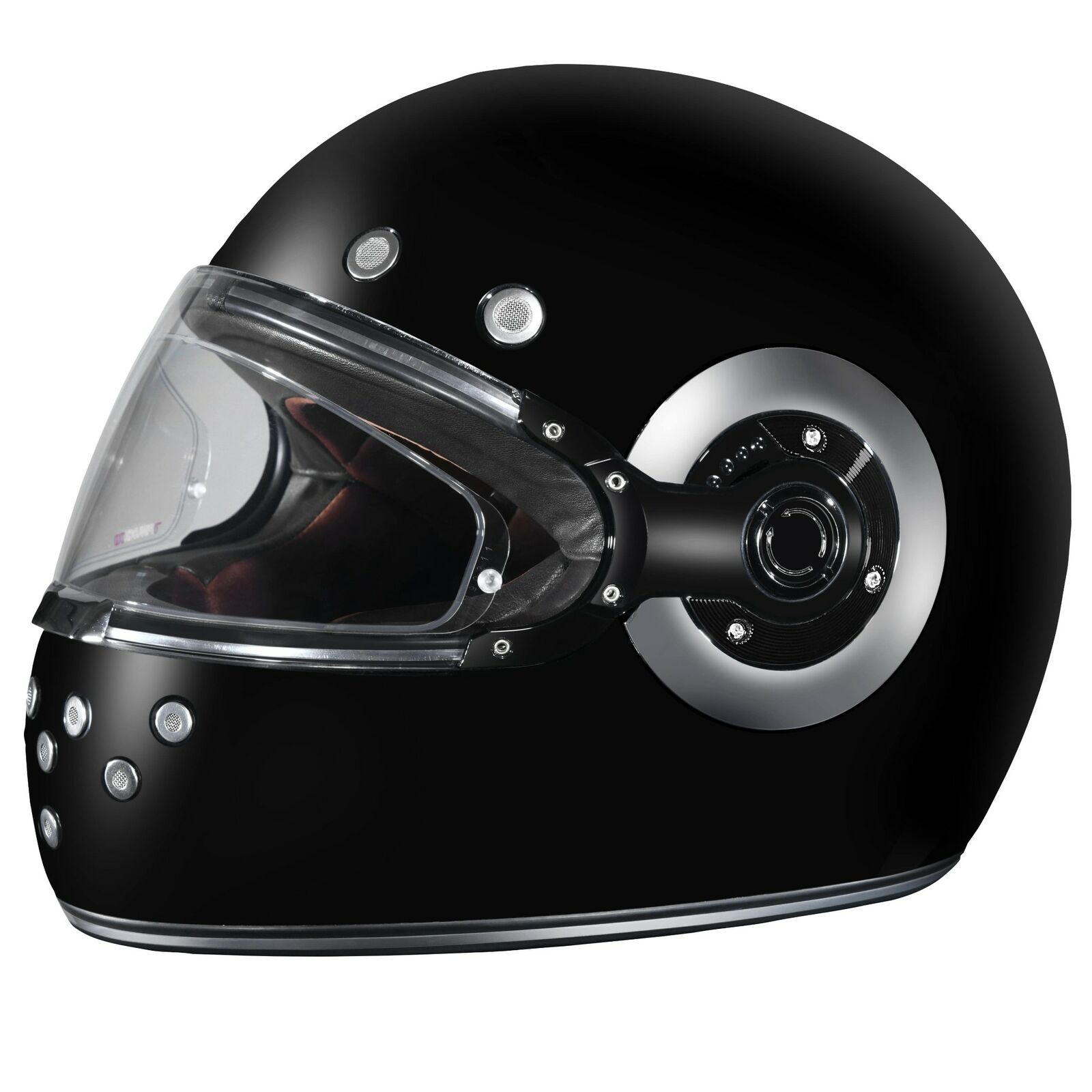 Daytona Helmets Retro DOT Approved Hi Gloss Black Chrome Motorcycle