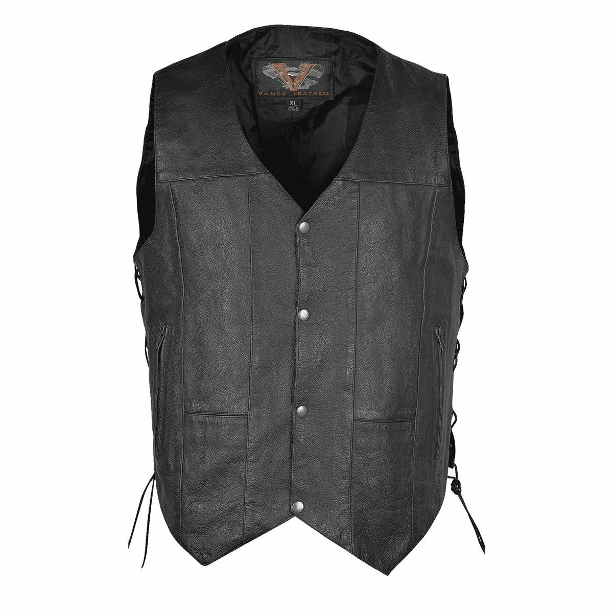 Vance Leather VL915S V neck Leather Motorcycle Vest
