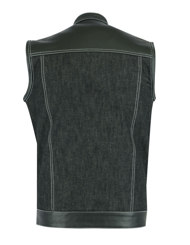 black denim biker vest