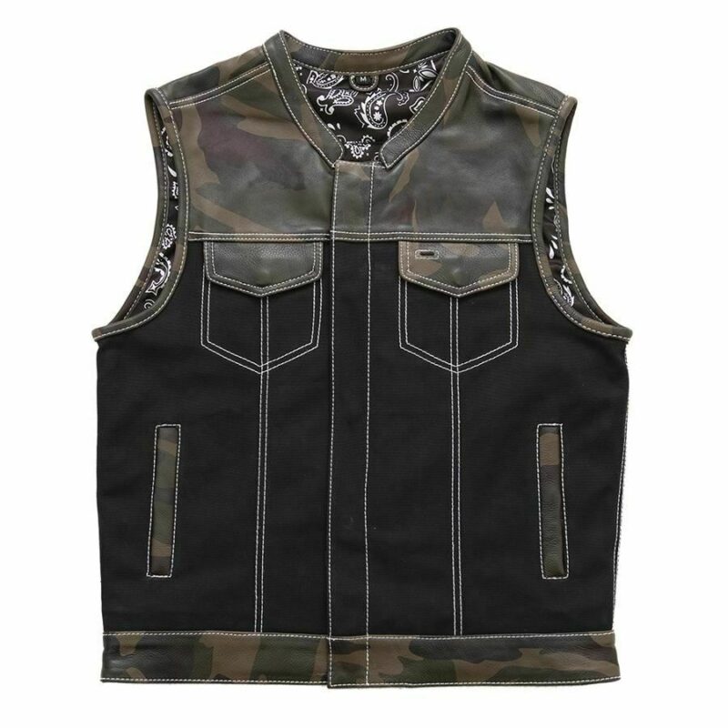 First MFG Infantry Leather/Canvas Motorcycle Vest