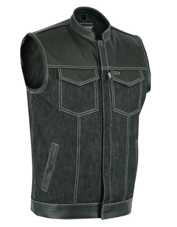 Daniel Smart DM900 Leather Denim Combo Motorcycle Vest