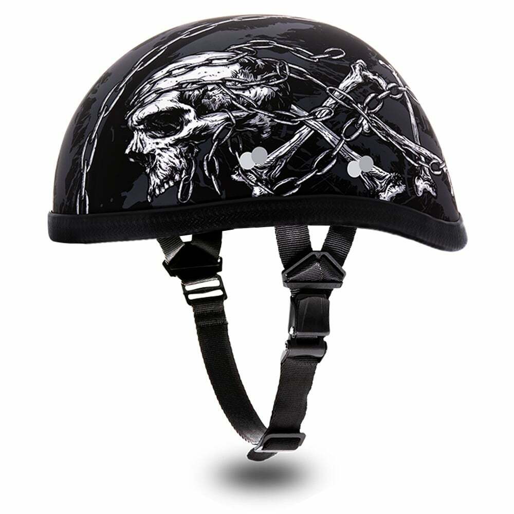 Daytona Helmets Novelty Skull Cap EAGLE W/ SKULL CHAINS Motorcycle