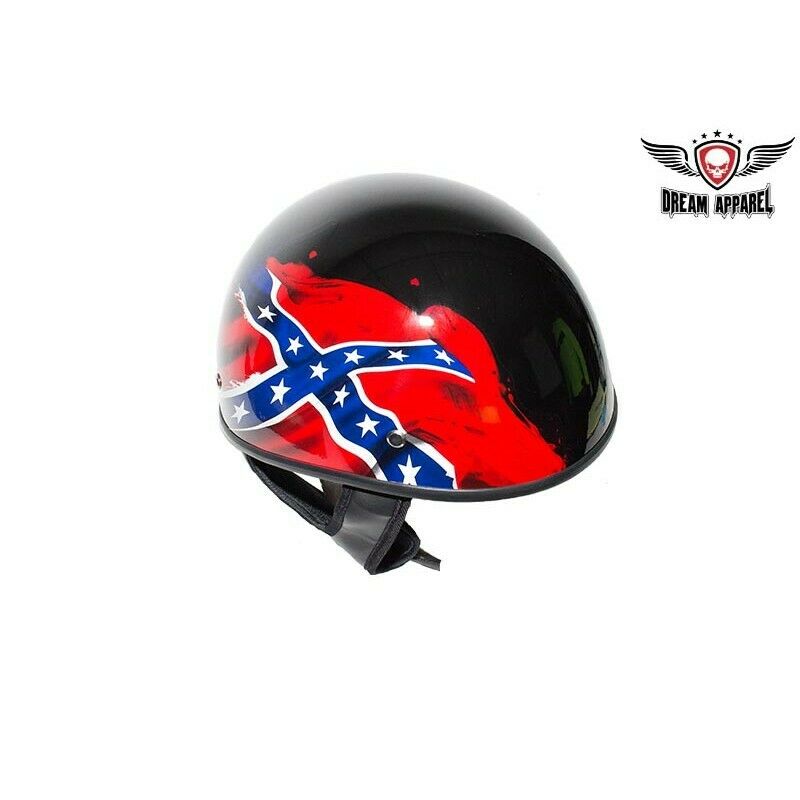 L Large Rebel Last Stand Eureka Flag Open Face Matt Black Motorbike Helmet 